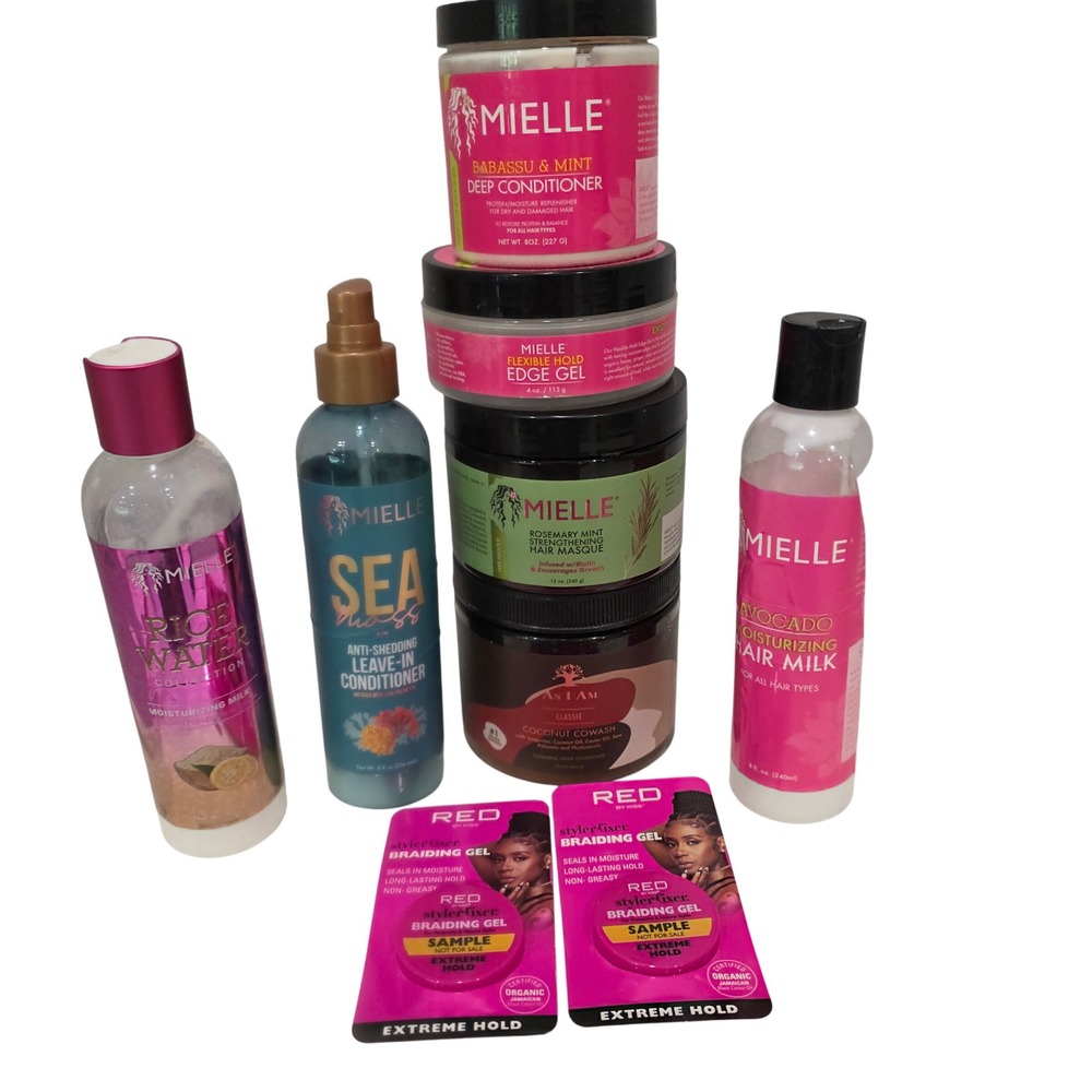 9pc Mielle Hair Conditioner Masque Edge Gel, As I am Cond Red kiss Braiding Gel